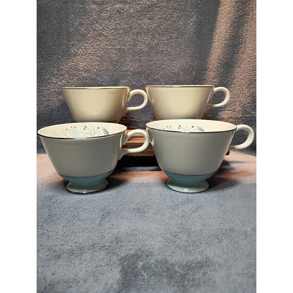 Vintage Homer Laughlin Eggshell Cavalier Dianne Teacups & Saucers Set of 4 Cups